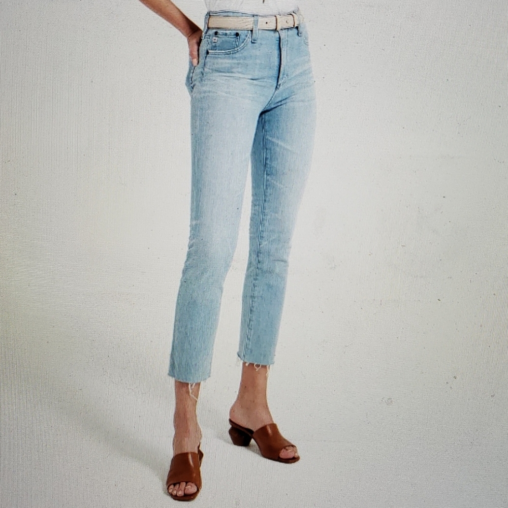 AG The Isabelle High Waist Crop Straight Leg Jeans